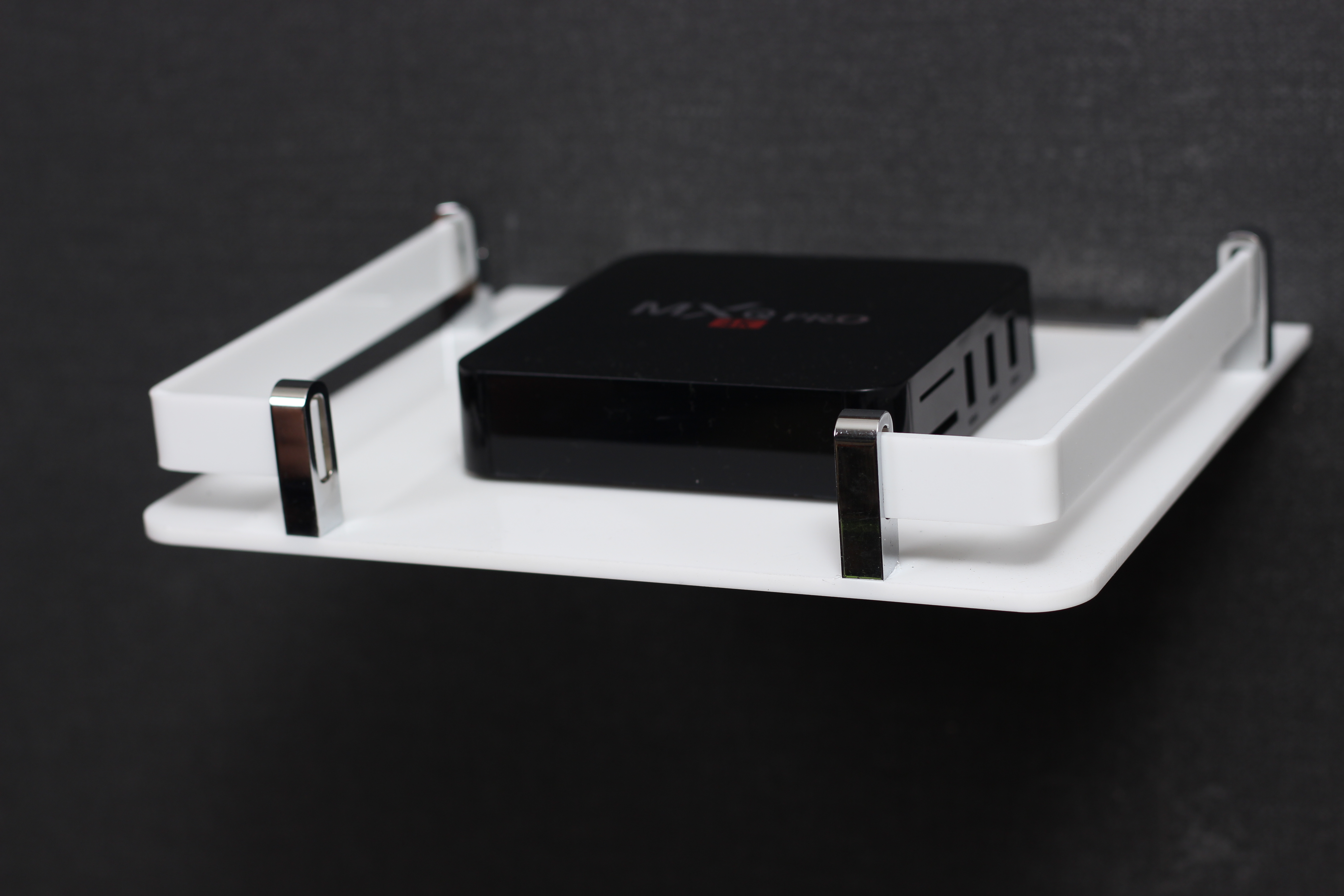 Homfa Multi-purpose Acrylic Tv Set Top Box Stand - 9x10 Inches White Color With Wall Shelf And Mount Features