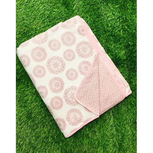 Single Bed Cotton Jaipur Dohar - 100% Cotton, Full Size , Lightweight Three-layered Quilt With Intricate Printed Designs