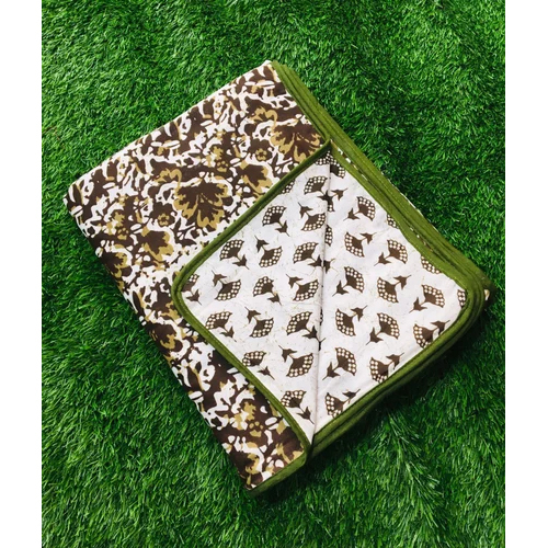 Single Bed Cotton Jaipur Dohar - 100% Cotton, Full Size , Lightweight Three-layered Quilt With Intricate Printed Designs