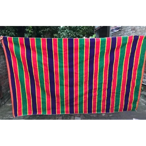 Handloom Floor Durry - Acrylic Cotton, 9ft X 6ft, Striped Design - Durable, Versatile Floor Covering For Warmth And Texture