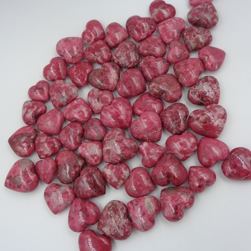 Natural Gemstone Heart Thulite Crystal Hearts Grade: Top