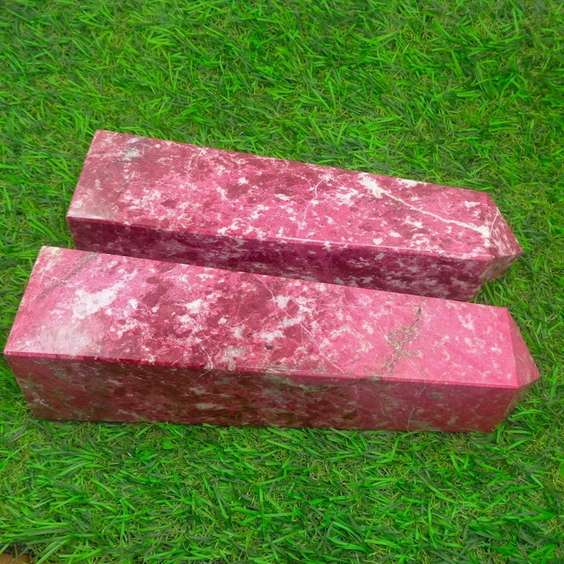 Natural Gemstone Point Obelisk Thulite Crystals Towers Grade: Top