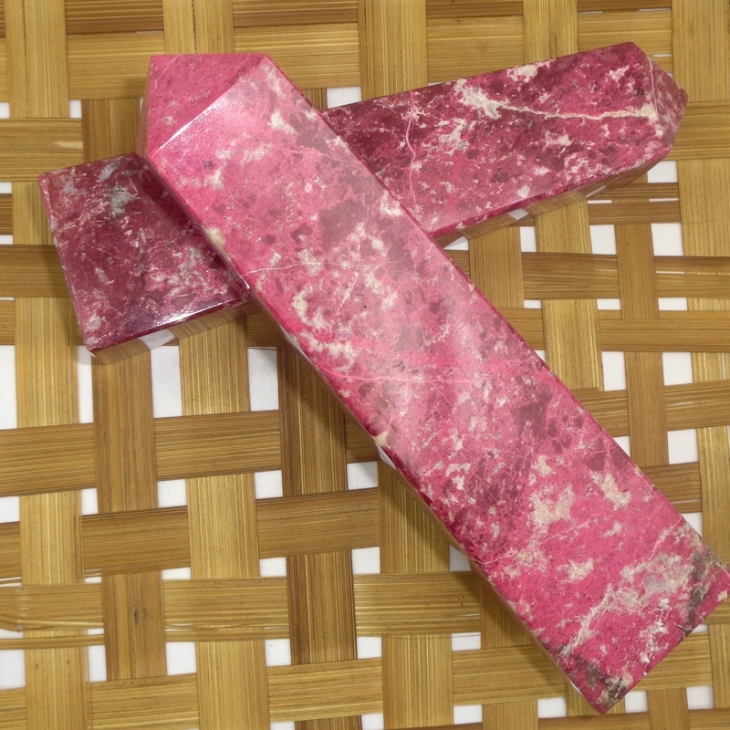 Natural Gemstone Point Obelisk Thulite Crystals Towers Grade: Top