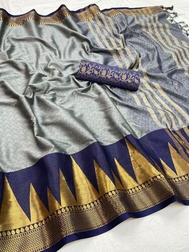 Women Cotton Silk With Broad Contrast Jacquard Work Border Saree