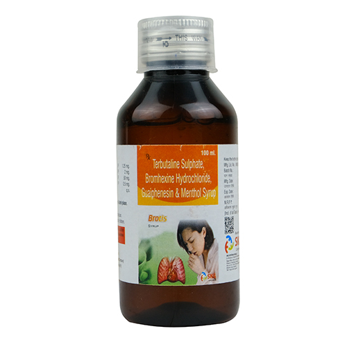 100 मिली टेरबुटालीन सल्फेट ब्रोमहेक्सिन हाइड्रोक्लोराइड गाइफेनेसिन और मेन्थॉल सिरप सामान्य दवाएं
