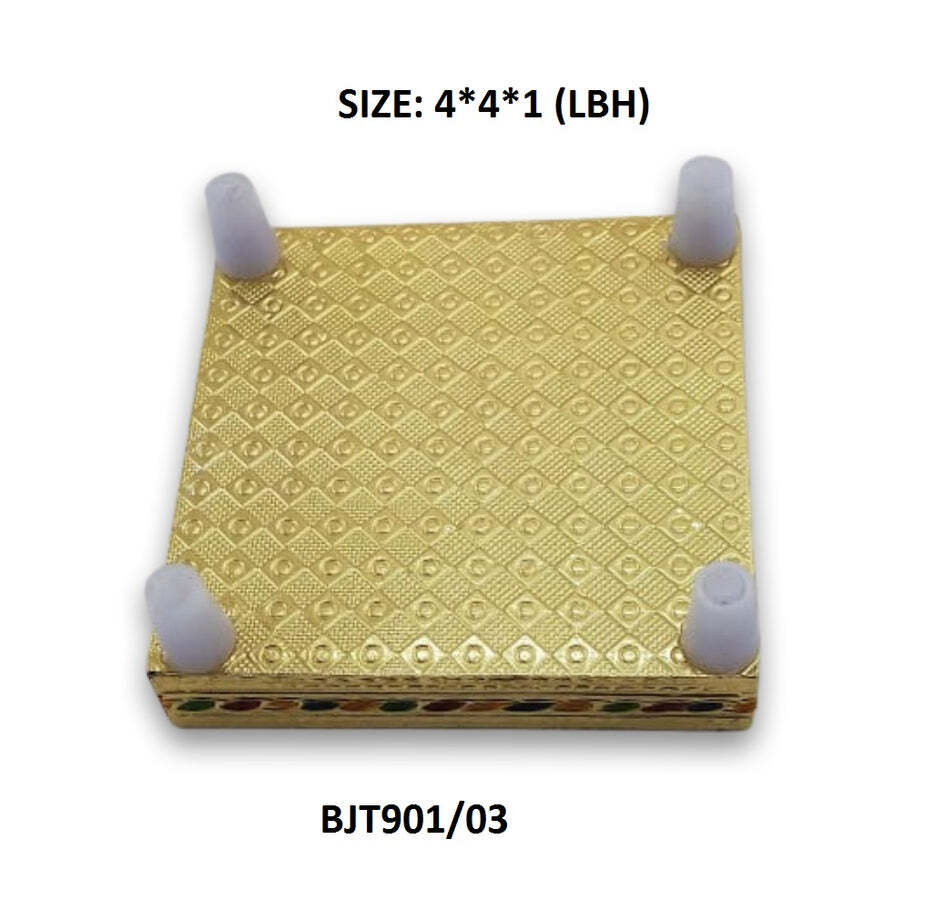 Multipurpose Traditional Decorative Design Wooden Chowki/bajot (2122) - Wooden, 10*10*2 Cm, Multi/assorted Color | Ideal For Decorative Use, Versatile And Charming