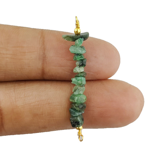 Emerald Gemstone Raw Bead Bar Chips Sterling Silver Pendant Size: 1.5 Inchs