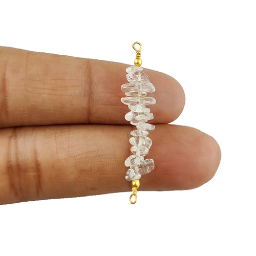 क्रिस्टल क्वार्ट्ज़ जेमस्टोन रॉ बीड बार चिप्स स्टर्लिंग सिल्वर पेंडेंट साइज़: 1.5 इंच