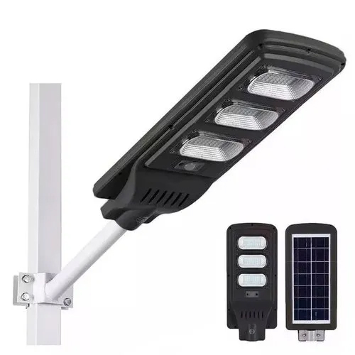 All In One Solar Street Light - Polycrystalline Material, Manual Switch Operation, Elegant Black Finish | High-efficiency Solar Panel, Integrated Battery Management System