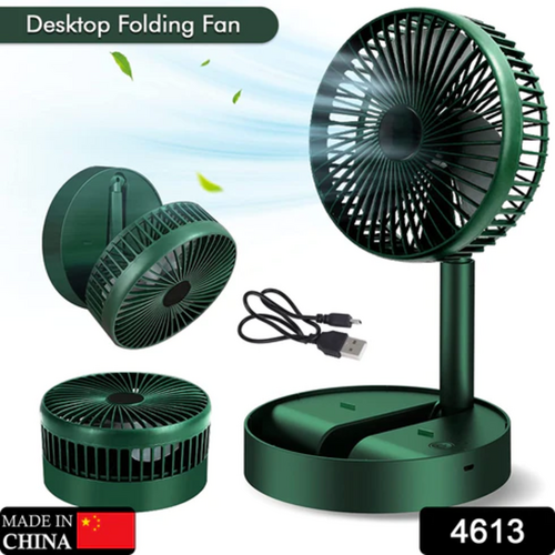 Silent Usb Rechargeable Personal Desk Fan - Plastic, Telescopic 8.5-36 Cm, Blue | Foldable, 180-degree Rotation, Phone Holder Design