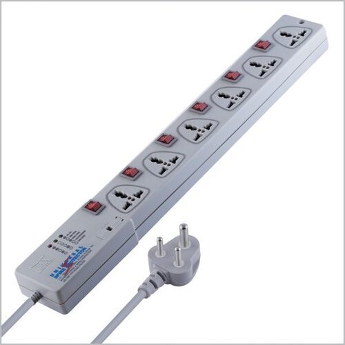 Mx Surge Protector And Spike Protector With 6 Universal Socket Individual Switch For Each Socket Power Indicator And Built-in Fuse 1.5 Mtr Cord Length