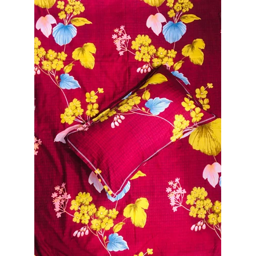 Rgl Gold Double Bedsheets - 100% Cotton, Full Size | White-multicolor, Washable, Printed Pattern, 2 Pillowcases