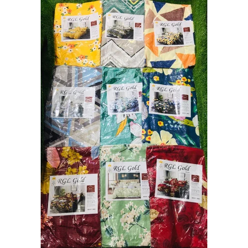 Rgl Gold Double Bedsheets - 100% Cotton, Full Size | White-multicolor, Washable, Printed Pattern, 2 Pillowcases