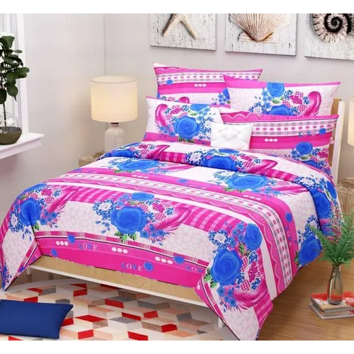 3d Printed Bed Sheets Fabric - 100% Cotton, Full Size, Brown-multicolor | Washable, Printed Pattern, Includes 2 Pillowcases, Plain Style