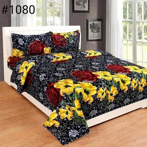 3d Printed Bed Sheets Fabric - 100% Cotton, Full Size, Brown-multicolor | Washable, Printed Pattern, Includes 2 Pillowcases, Plain Style