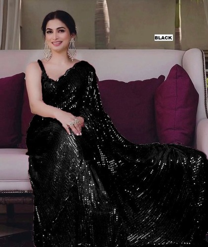Pure Georgette Saree - Soft Georgette With Sequence Embroidery, 5.5 Mtr Length For Party Wear