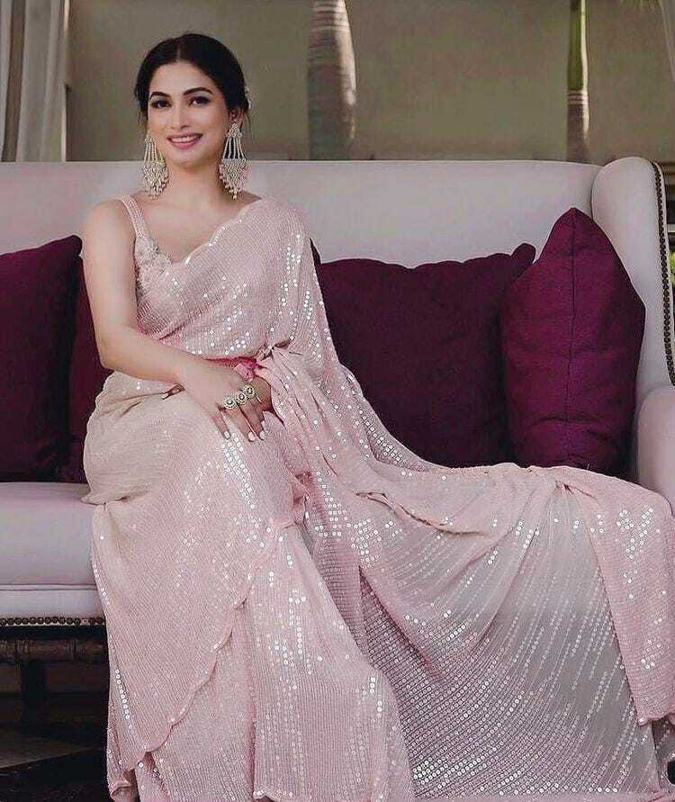 Pure Georgette Saree - Soft Georgette With Sequence Embroidery, 5.5 Mtr Length For Party Wear