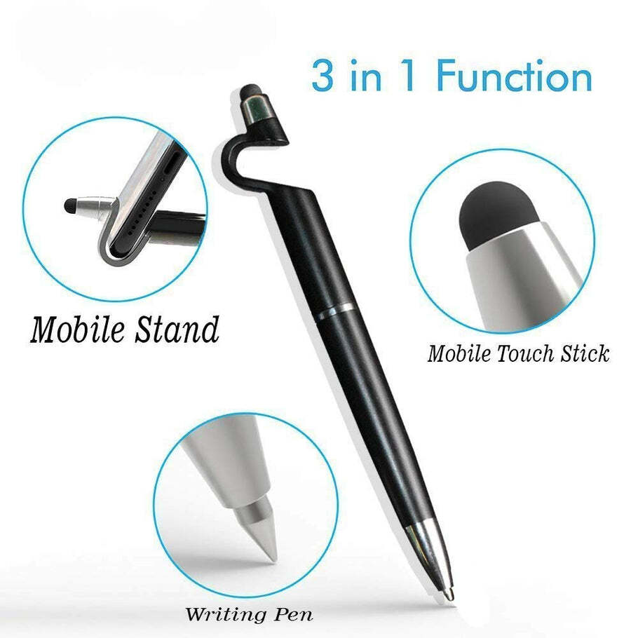 Multi / Assorted 3 In 1 Ballpoint Function Stylus Pen With Mobile Stand (1594)