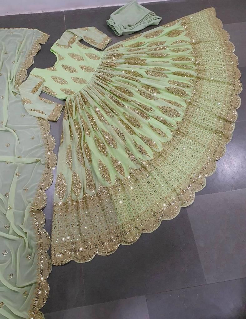 Women Designer Party Wear Look Heavy Embroidery Sequence Work Gown - Silk Blend, Floor-length, Multicolor | Comfortable Fit, Elegant Design, Intricate Embroidery, Stylish Look, Unique Style