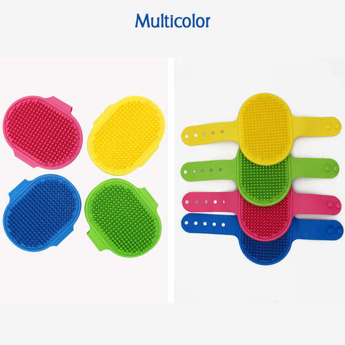 Puppies Pet Massage Rubber Bath Glove For Dogs Cats Rabbit And Hamster Grooming Shampoo Washing Hand Brush - Plastic, 15x12x3 Cm, Multi/assorted | Ideal For Gentle Grooming And Shampooing