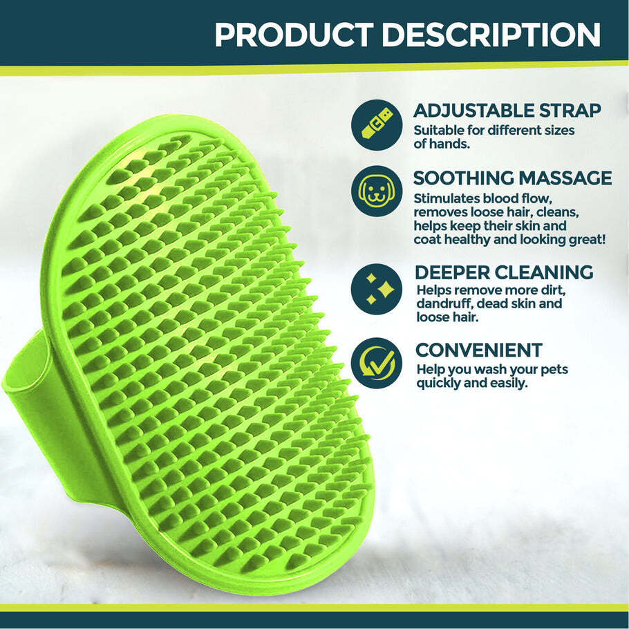 Puppies Pet Massage Rubber Bath Glove For Dogs Cats Rabbit And Hamster Grooming Shampoo Washing Hand Brush - Plastic, 15x12x3 Cm, Multi/assorted | Ideal For Gentle Grooming And Shampooing