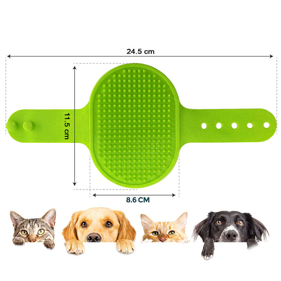 Puppies Pet Massage Rubber Bath Glove For Dogs Cats Rabbit And Hamster Grooming Shampoo Washing Hand Brush - Plastic, 15x12x3 Cm, Multi/assorted | Ideal For Gentle Grooming And Shampooing