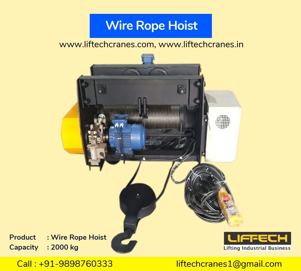 Wire Rope Hoist Capacity: 0.5 - 20 Ton/day