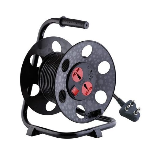 Mx 2 Outlet Universal 15 Amp Sockets Extension Reel Extension Board With Single Master Switch, 20 Meter - 3 Pin - 16 Amp Power Cord