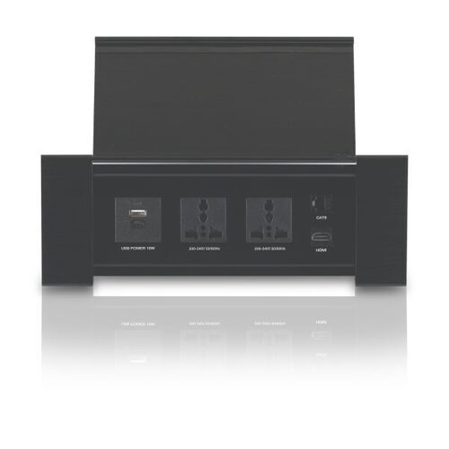 Mx Flip Type Cable Cubby Pop Up Box With 2 Universal Power Sockets, 2 Usb (Type A + Type C) 18w Pd Charging Port,
