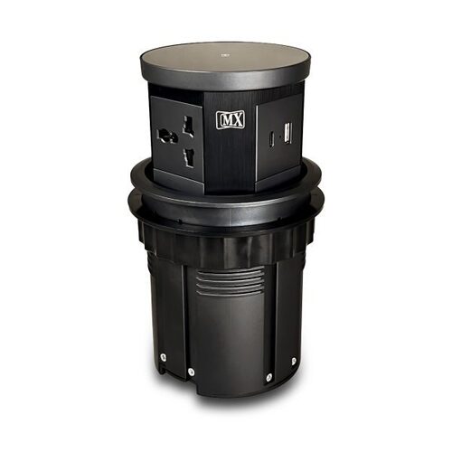 Mx टेबल टॉप पावर पोस्ट पुश अप 3 यूनिवर्सल सॉकेट+1 Usb+1 Usb C - 20w Pd चार्जर+1 टॉप वायरलेस चार्जर 15w के साथ 1.5 Mtr कॉर्ड के साथ आता है