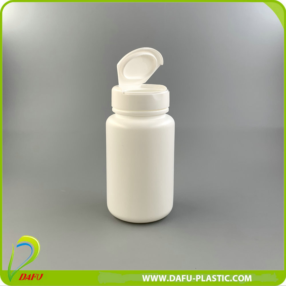 White Hdpe 100ml Plastic Vitamin Capsule Bottle With Flip Top Cap