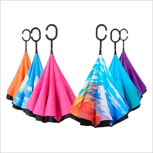 Car Reverse C Type Umbrella - High-Quality Polyester, Stainless Steel, Pink/Blue/Orange Colors | Automatic, Foldable Design, Unique Reverse Opening