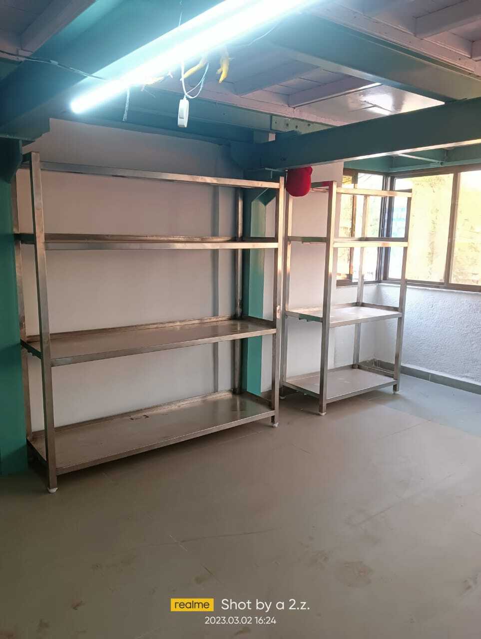 Stainless Steel Chaat Counter Rack - 46x24x34 Inch | Manual Use, 4 Shelves, Silver Color, Ideal For Canteens And Restaurants