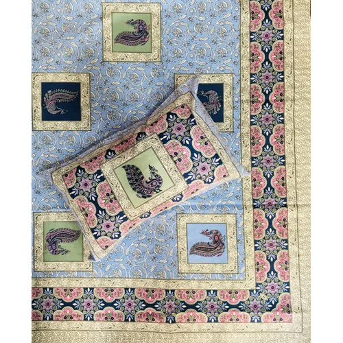 90x108 Inch Rajasthani Print Bed Sheet - 100% Cotton, Full Size, Pink-multicolor | Washable, Intricate Traditional Prints, 2 Matching Pillowcases
