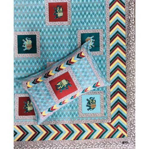 90x108 Inch Rajasthani Print Bed Sheet - 100% Cotton, Full Size, Pink-multicolor | Washable, Intricate Traditional Prints, 2 Matching Pillowcases