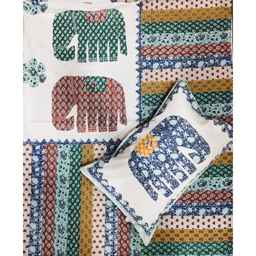 Cotton Bedsheet - 100x108 King Size, White-multicolor Printed Design, Washable With 2 Pillowcases, Full Bedding Style