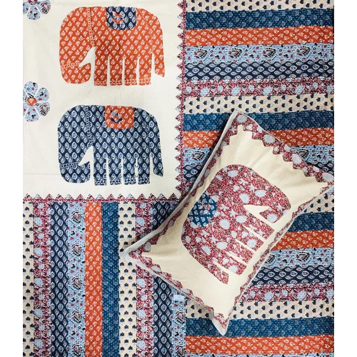 Cotton Bedsheet - 100x108 King Size, White-multicolor Printed Design, Washable With 2 Pillowcases, Full Bedding Style