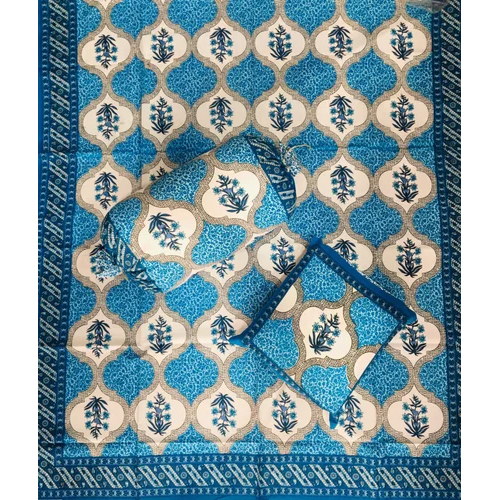 Rgl Jaipuri Diwan Set With Cushion Cover And Bolster Cover - Color: White-multicolor