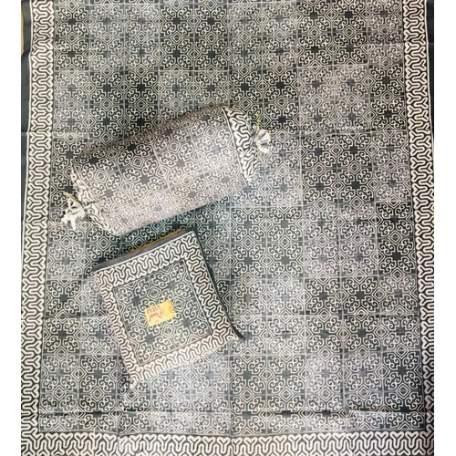 Rgl Jaipuri Diwan Set With Cushion Cover And Bolster Cover - Color: White-multicolor