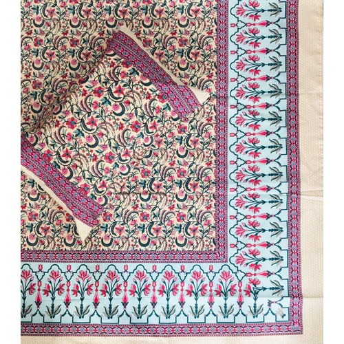 Jaipur Bed Sheets - 100% Cotton, King Size, Multicolor Printed Design | Washable, Includes 2 Pillowcases, Plain Style For Luxurious Bedding