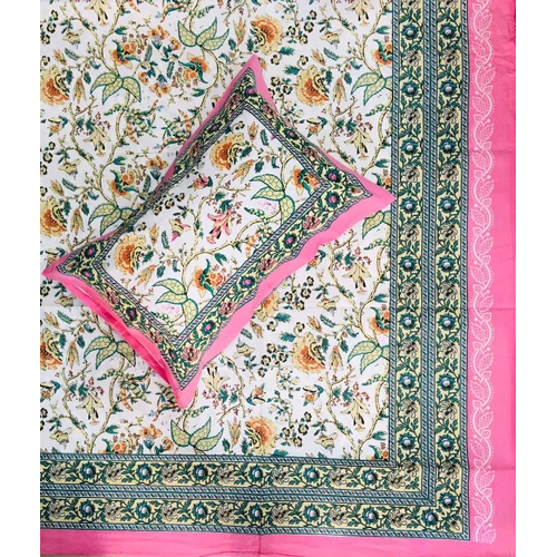 White-grey Rgl Jaipur Bed Sheets King Size 100x108