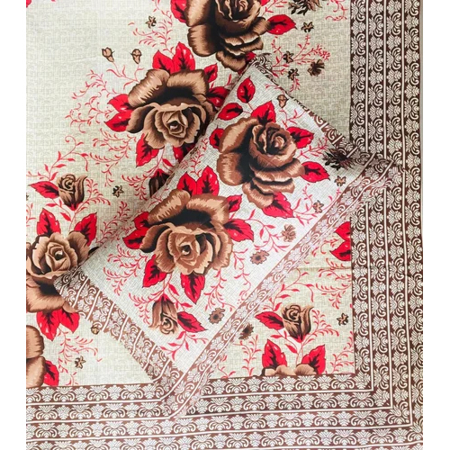 Rgl Mango Sanganeri Print Single Bed Sheet With 1 Pillow Cover - 100% Cotton, Full Size, White-multicolor | Washable, Printed Design, Includes 1 Pillowcase