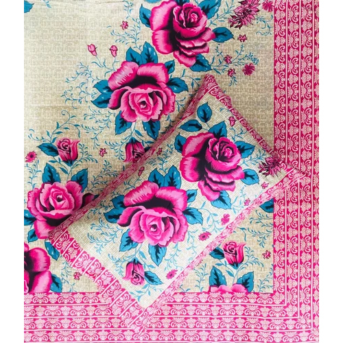 Rgl Mango Sanganeri Print Single Bed Sheet With 1 Pillow Cover - 100% Cotton, Full Size, White-multicolor | Washable, Printed Design, Includes 1 Pillowcase