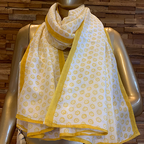 Hand Block Print Silk Stoles, Sze - 38 X 72 Inches