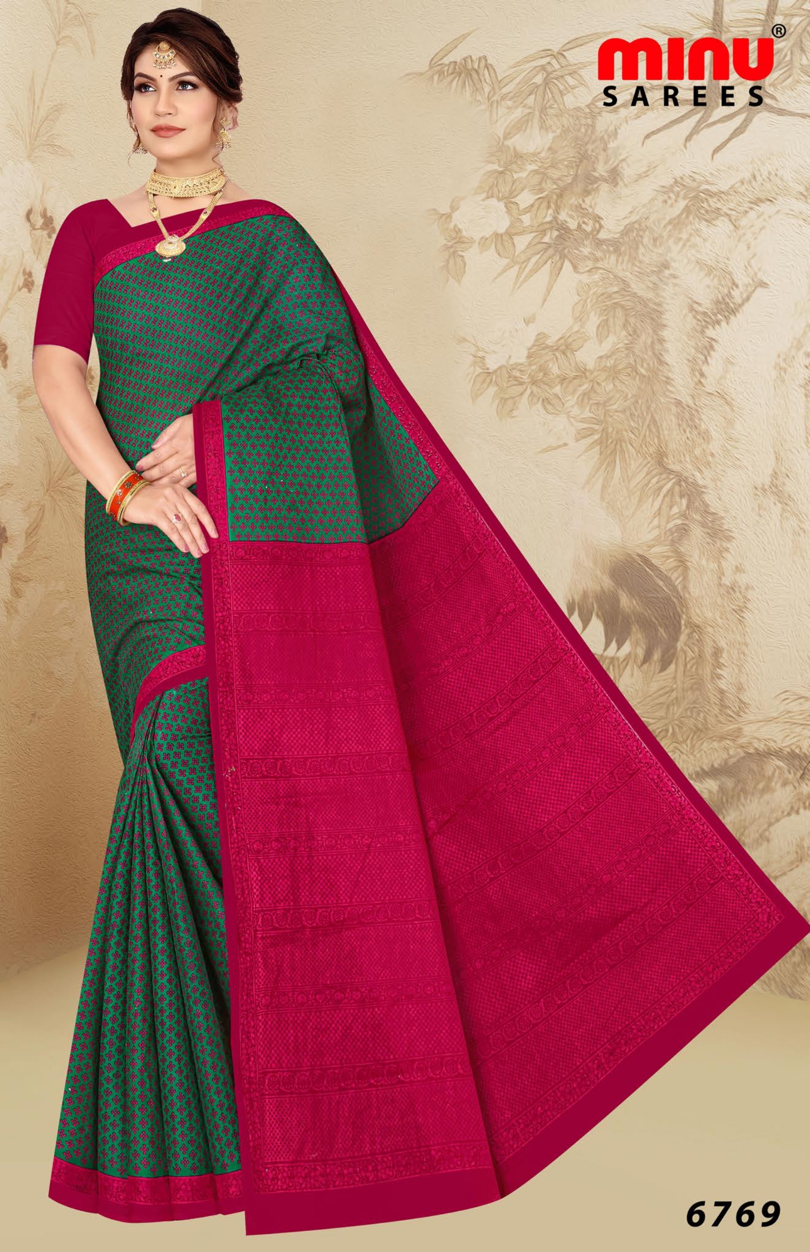 Buti Women Saree - Cotton 10 Pcs Printed Set | Mix Color, Daily Wear, Bangali Style For All Seasons (Rainy, Spring, Summer, Winter)