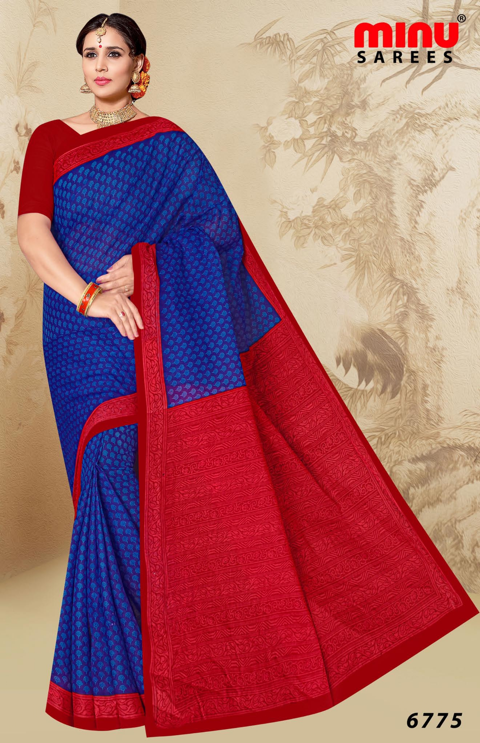 Buti Women Saree - Cotton 10 Pcs Printed Set | Mix Color, Daily Wear, Bangali Style For All Seasons (Rainy, Spring, Summer, Winter)