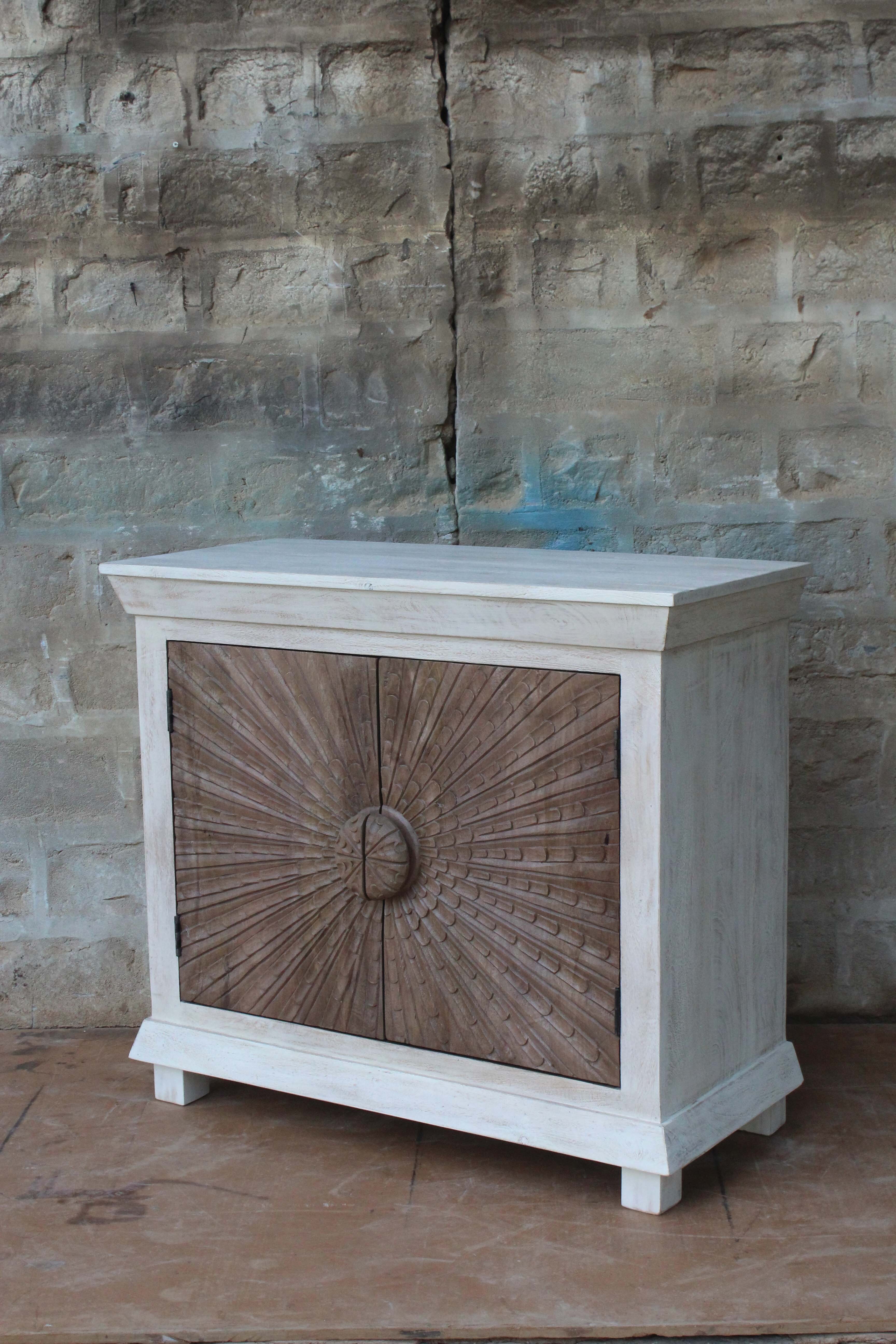 Hand Carved Double Door Storage Cabinets