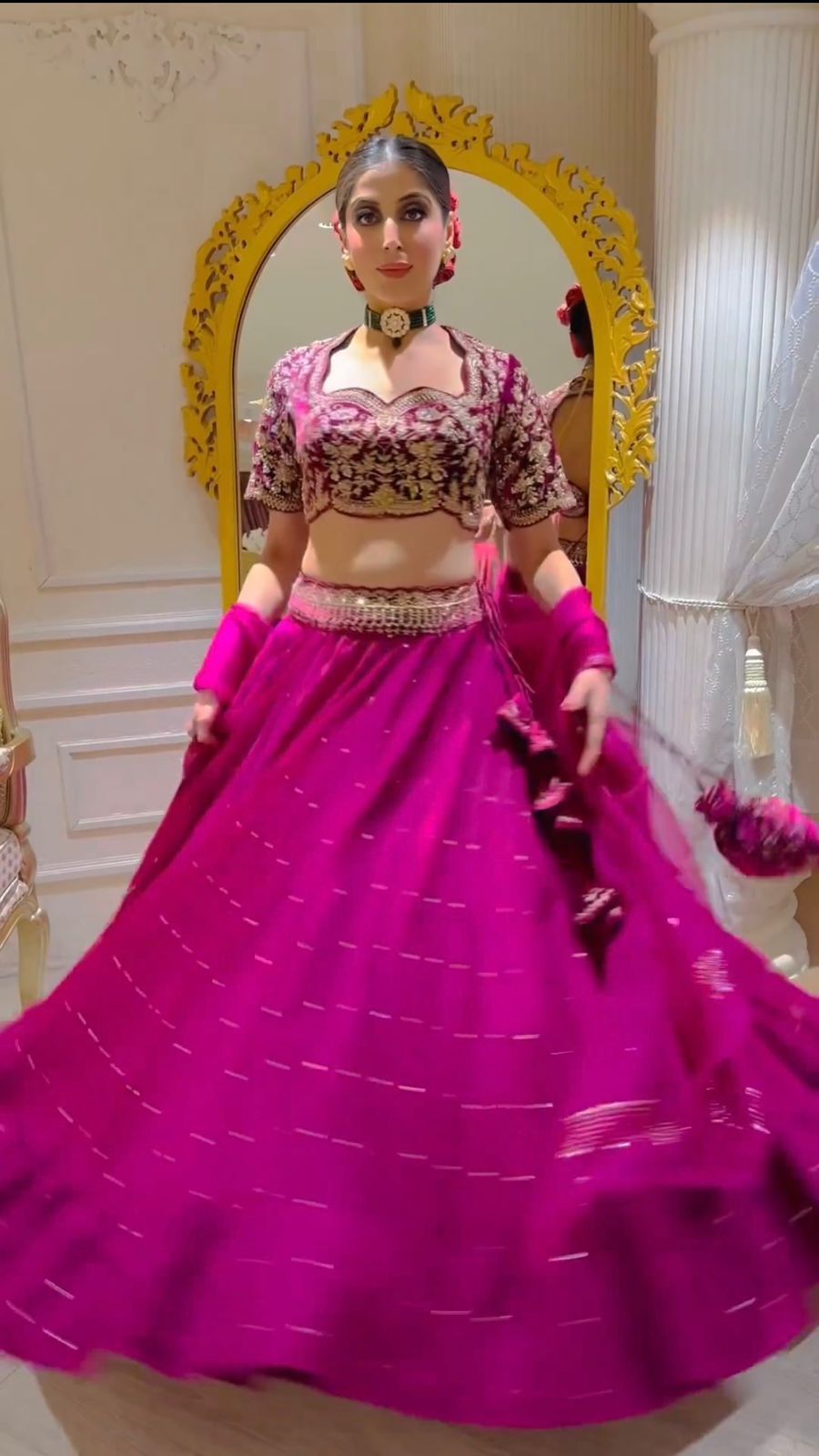 Velvet Lehenga Choli - Unstitched Xxl Size, Pink | Viscose Velvet Fabric, Soft Net Dupatta, Sequins And Dori Work