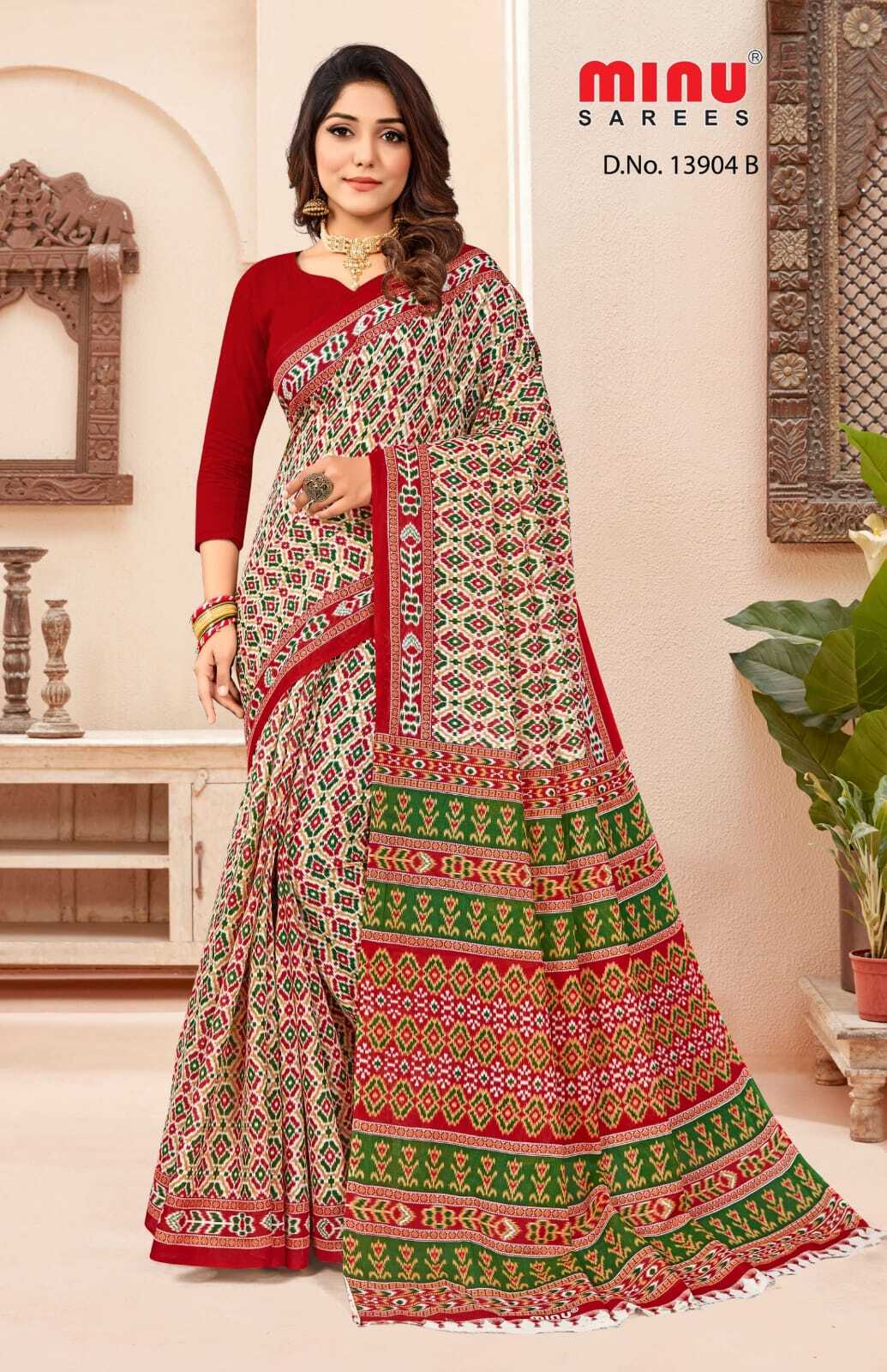 Glory Women Saree - Cotton Printed Designer Set Of 12 Pcs., Ideal For Girls And Women, All Mix Colors, Perfect For All Seasons