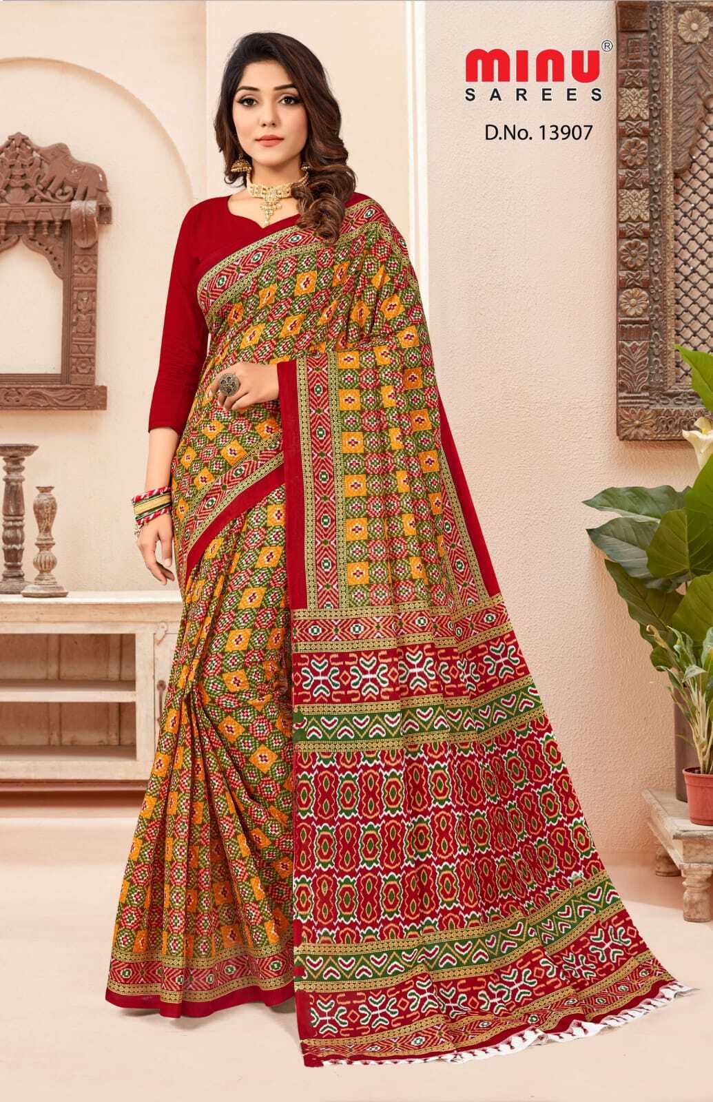 Glory Women Saree - Cotton Printed Designer Set Of 12 Pcs., Ideal For Girls And Women, All Mix Colors, Perfect For All Seasons